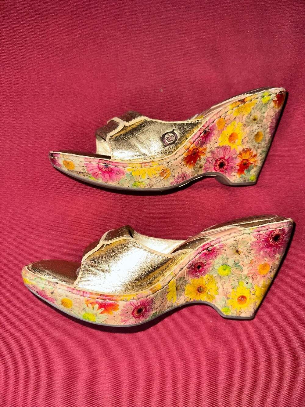 No.27 Born Floral Print Cork Wedge Slide Sandals